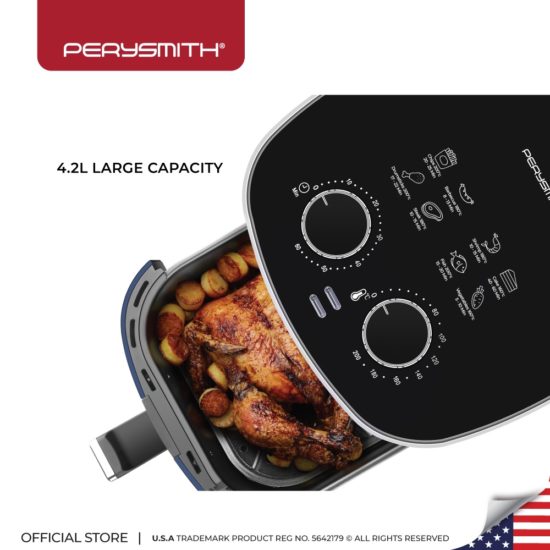 PerySmith 4.2L 3D Air Fryer Ecohealth II Series PS1530 Imported Air Fryer Oil-free Electric Air Fryer Multifunctional Cooking