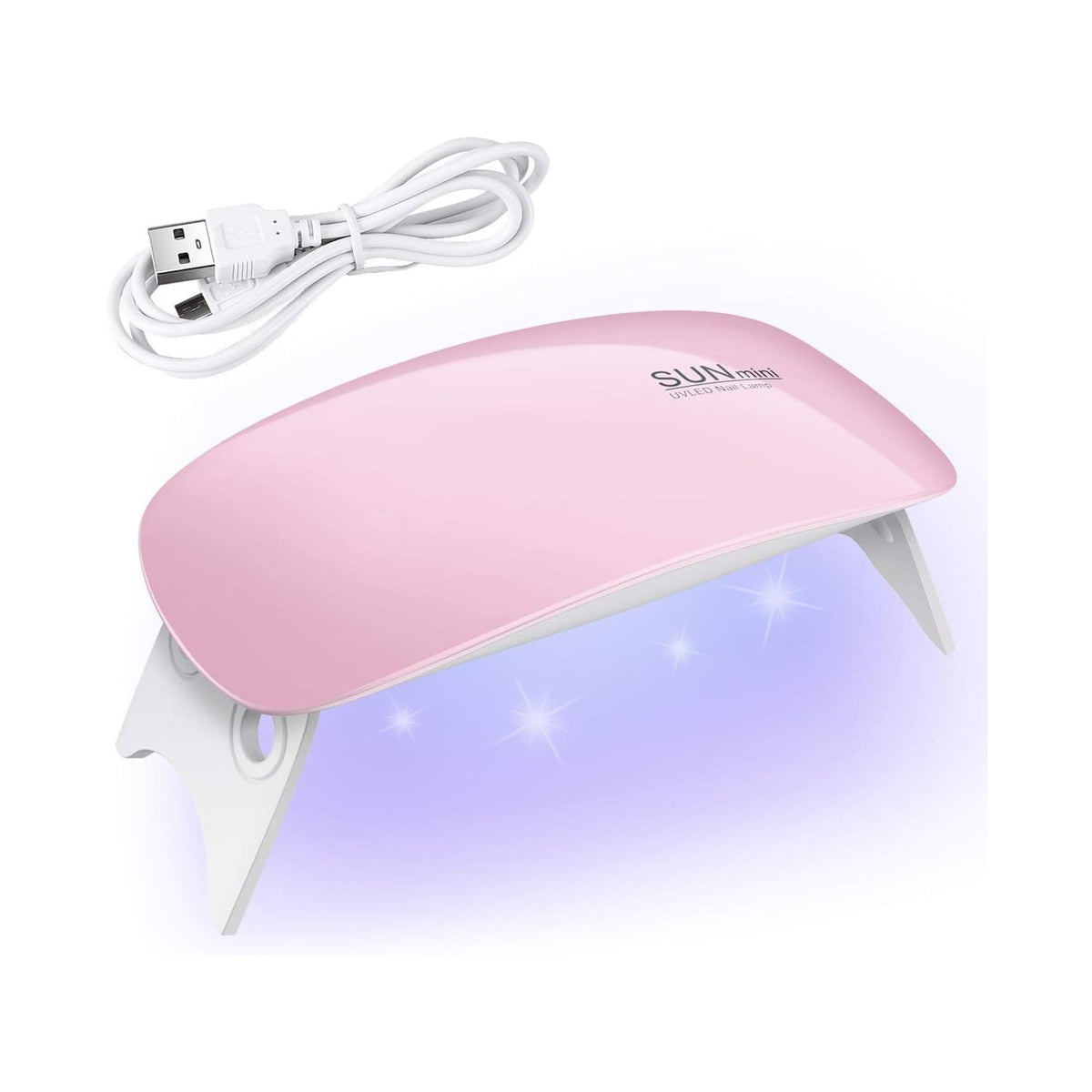 SUN Mini 6W UV LED Nail Lamp Nail Dryer UV Lamp Nail Lamp Nail Art Tools Foldable 45s 60s Timer Setting for Nails Art Manicure (Pink)