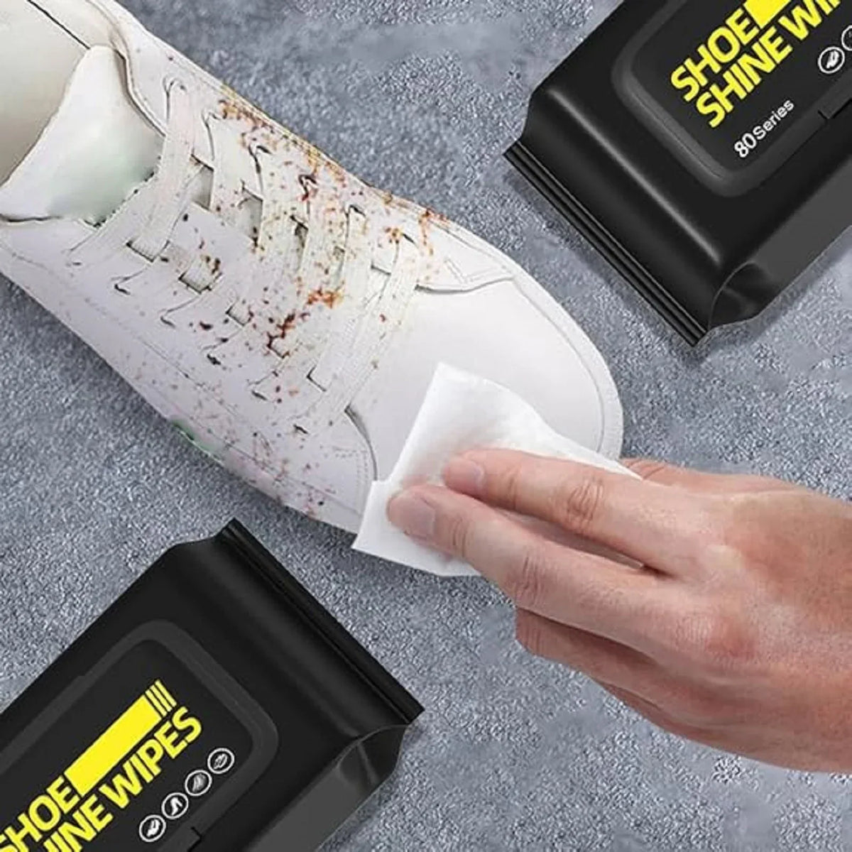 Shoe Wipes & Sneaker Wipes – (80 + 80 Count) Pack of 2 – Quick Wipes for Shoes Cleaning – Shoe Cleaning Wipes for All Shoes – Portable Cleaner for Sneakers, Leather & Sports Footwear White