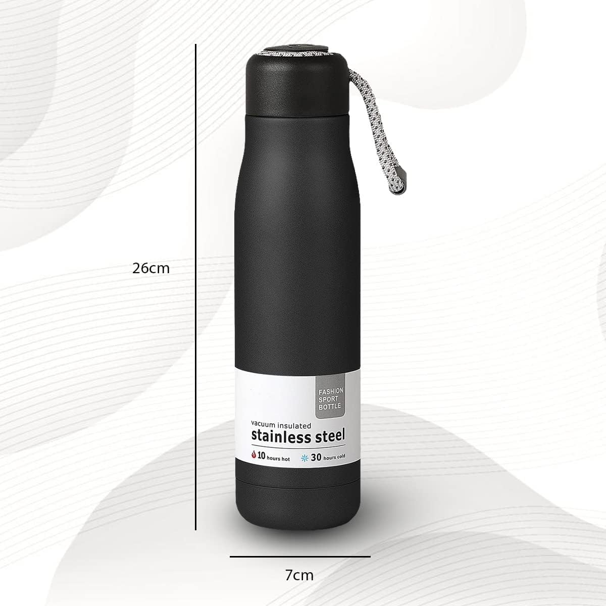 Water Bottle 550ml, Stainless Steel Vacuum Insulated Water Bottle, Thermal Flask for Hot & Cold Drinks, Double Wall and Leak proof Lid, BPA-Free