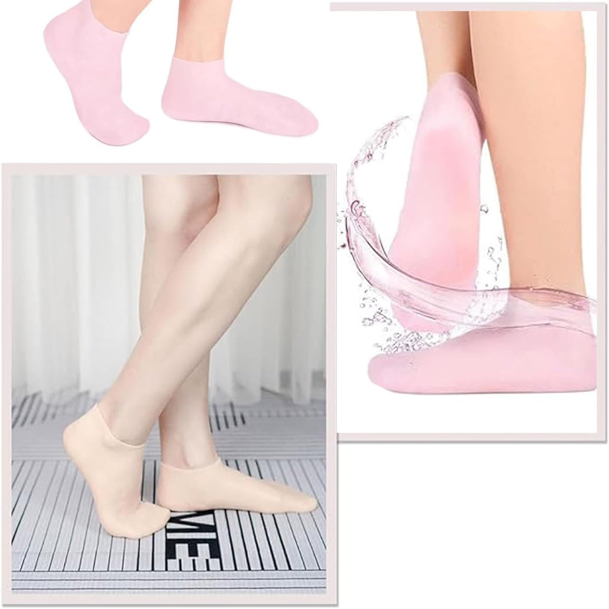 1 Pair Silicone Moisturizing Socks Women Foot Spa Pedicure Silicone Socks Foot Mask Exfoliating Beach Protective Gel Socks Anti Slip Aloe Socks for Dry Cracked Feet Calluses Foot Care