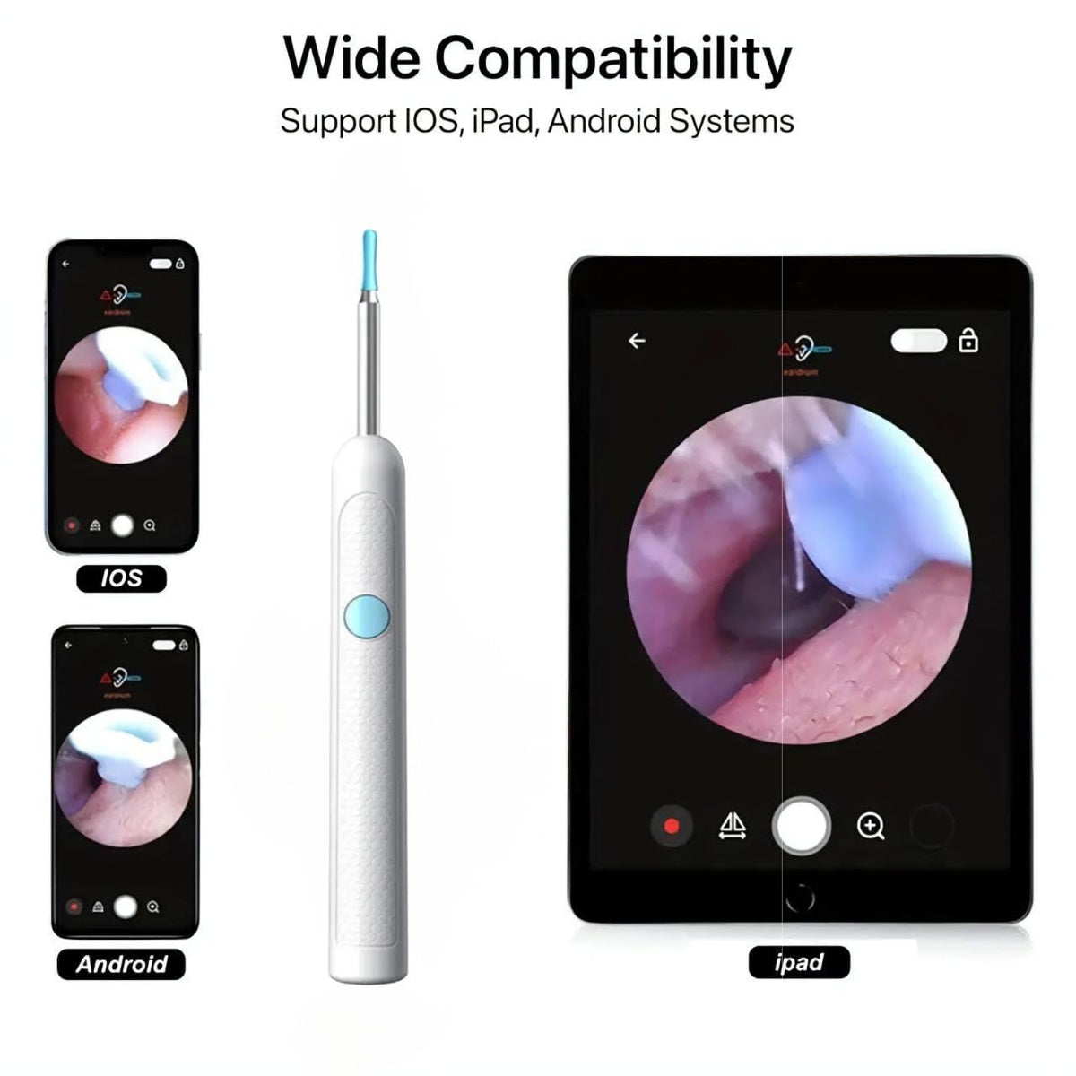 Ear wax cleaner tool kit with 1080P camera WIFI & LED Light Rechargeable portable Baby Children adults gift gadget for IOS & Android (multicolour)