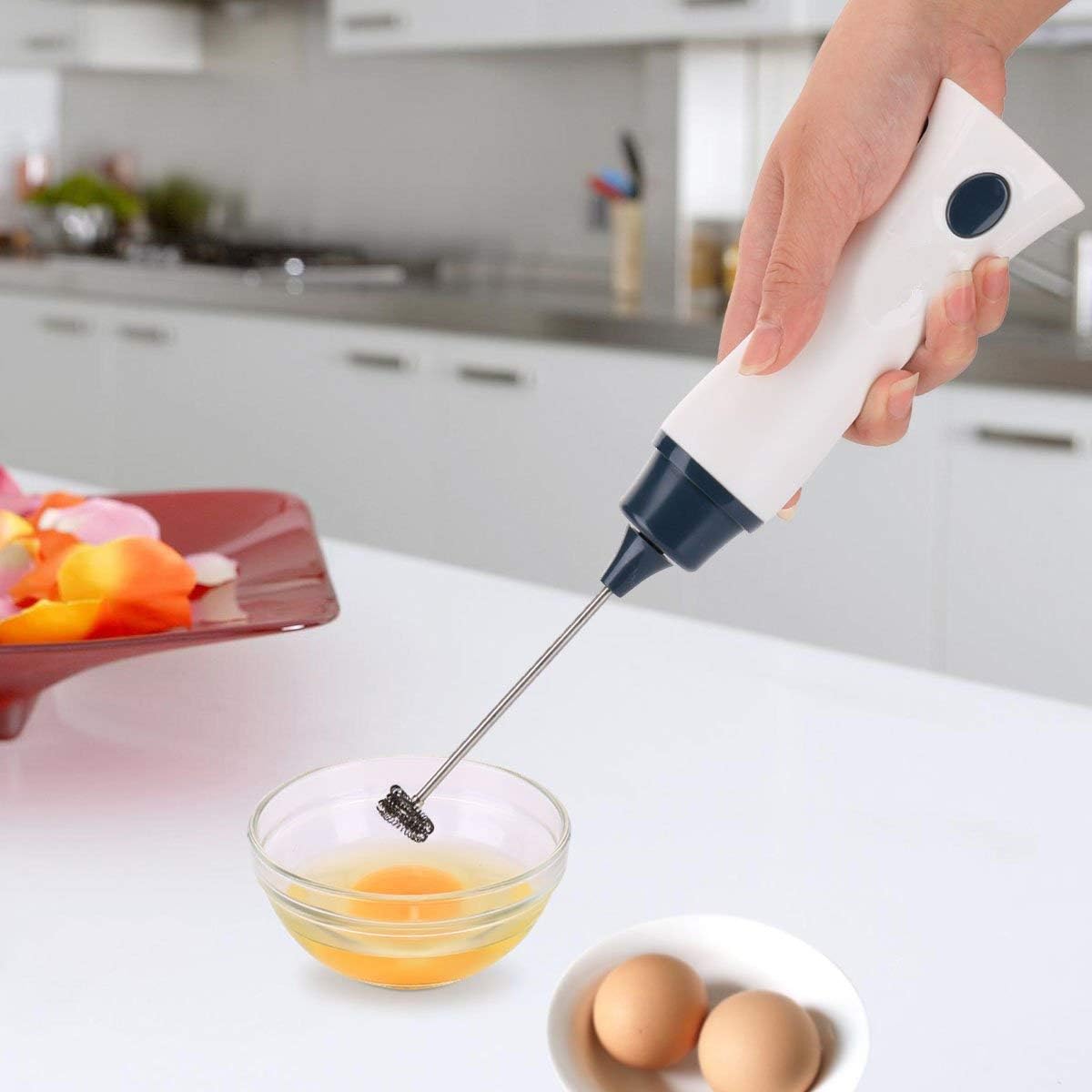 Rechargeable Coffee Beater Handheld Electric Coffee Mixer Frother Automatic Milk Beverage Foamer Cream Whisk Cooking Stirrer Egg Beater With Cover Stainless with Charging Cable