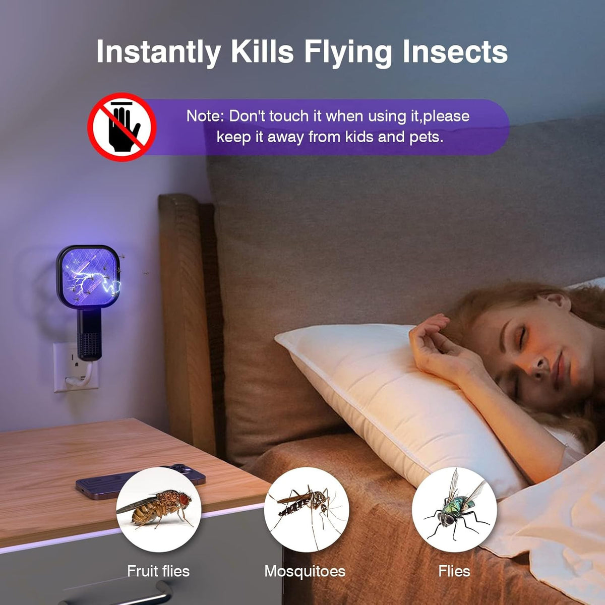 USB Mini Mosquito Swatter, Portable Fly Killer, Insect Killer for Pest Control, Mosquito Bat for Indoor and Outdoor Use 1 Pack (No Built-In Battery)