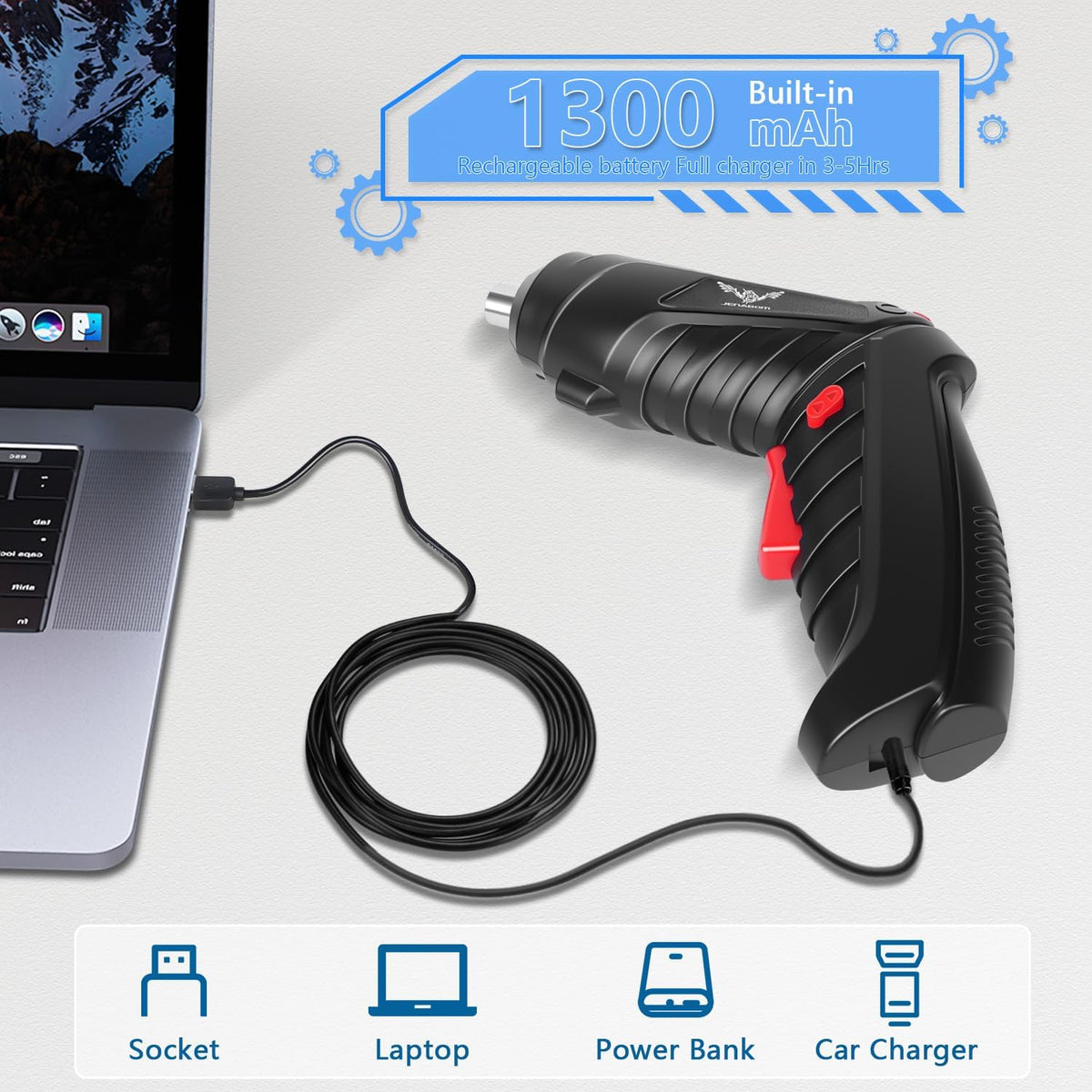 47 in 1 Electric Screwdriver Cordless Rechargeable Set 3.6V Drill 3.5N·m Max Torque Electric Rotatable Drill Screwdriver for Multi-Angle Work