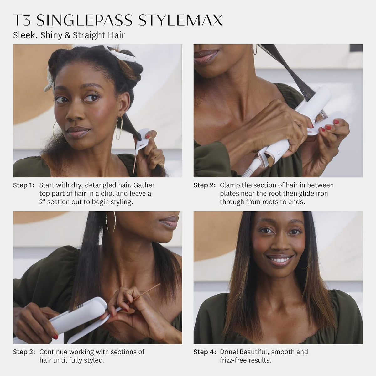 Like A New T3 SinglePass StyleMax Professional 1" Ceramic Flat Iron with Custom Heat Automation, 9 Heat Settings, Longer Ceramic Plates, for Straightening, Waving, Curling & Styling