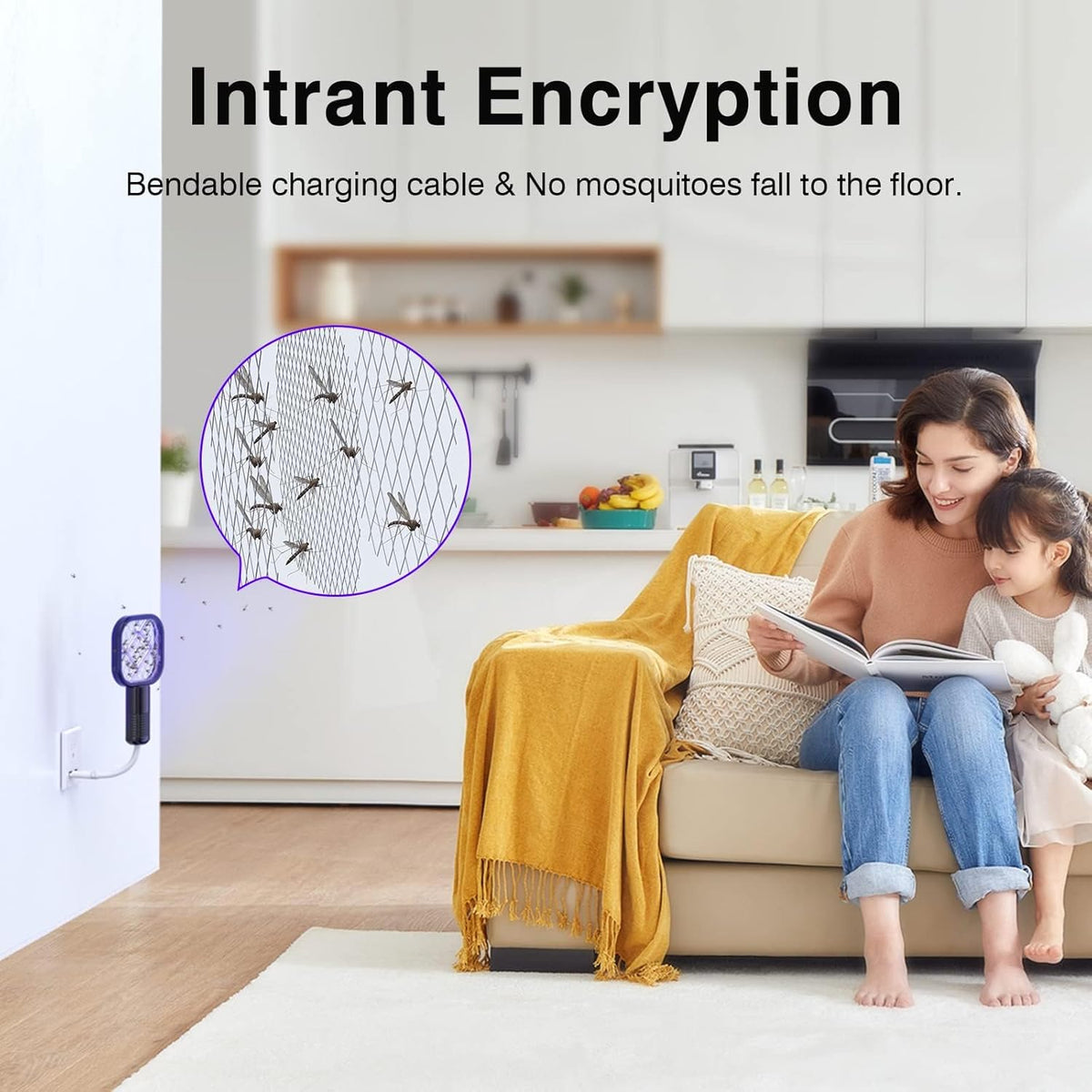 USB Mini Mosquito Swatter, Portable Fly Killer, Insect Killer for Pest Control, Mosquito Bat for Indoor and Outdoor Use 1 Pack (No Built-In Battery)