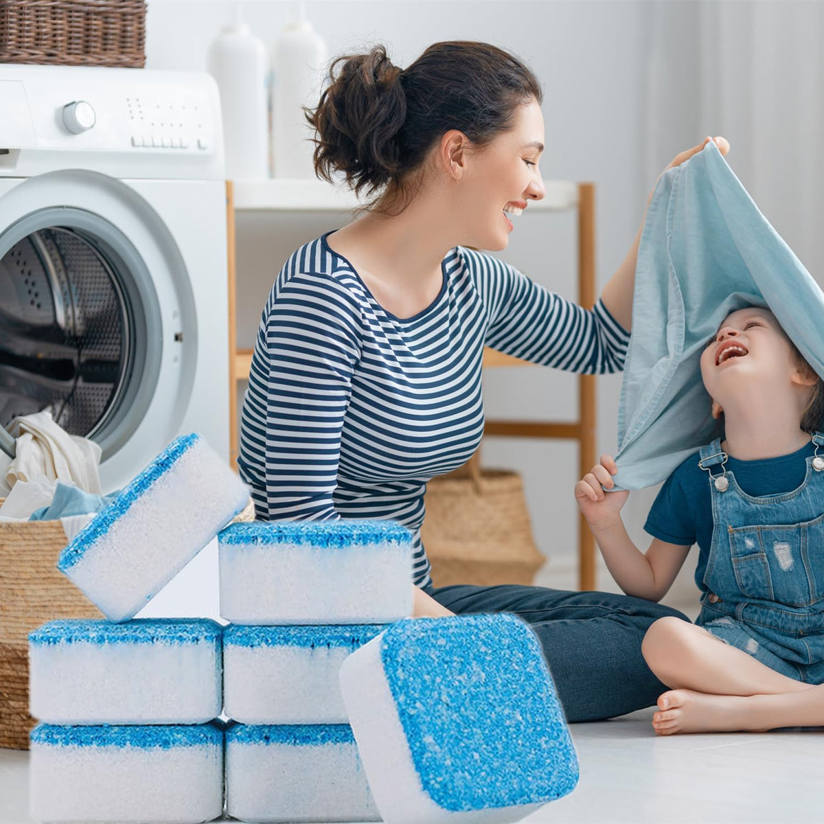 Washing Machine Cleaner Cleaning Tablets - Washing Machine Tablets to Clean Washer Washers Washer Cleaner and Deodorizer for Front Load & Top Load Washer Laundry Cleaner 12 PACK