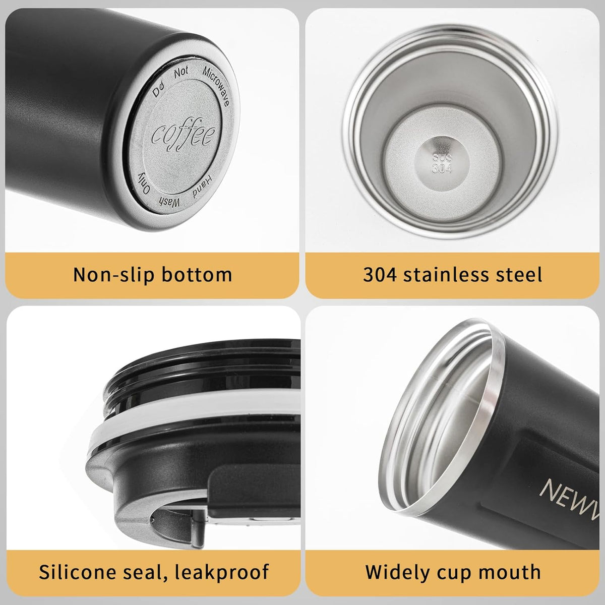 Stainless Steel Vacuum Insulated Travel Coffee Mug, Led Temperature Display Insulated Tumbler, Leak Proof with Lid Keeps Cold and Warm, Suitable for Coffee, Tea and Beer - 510ml