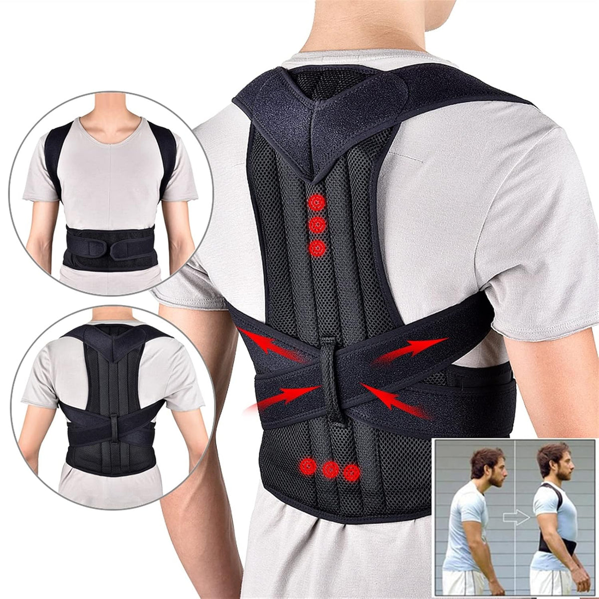 Posture Corrector Adjustable Posture Corrector Back Support Strap Shoulder Lumbar Waist Spine Brace Pain Relief Posture pedic Belt charitable