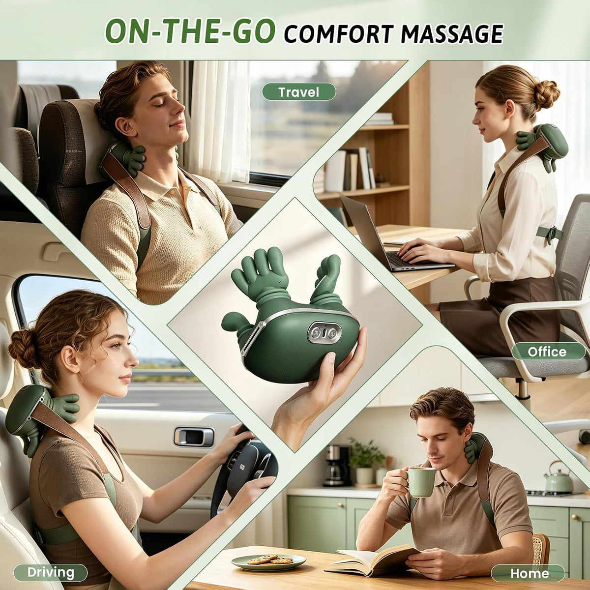Human-like kneading neck massager for back and shoulders