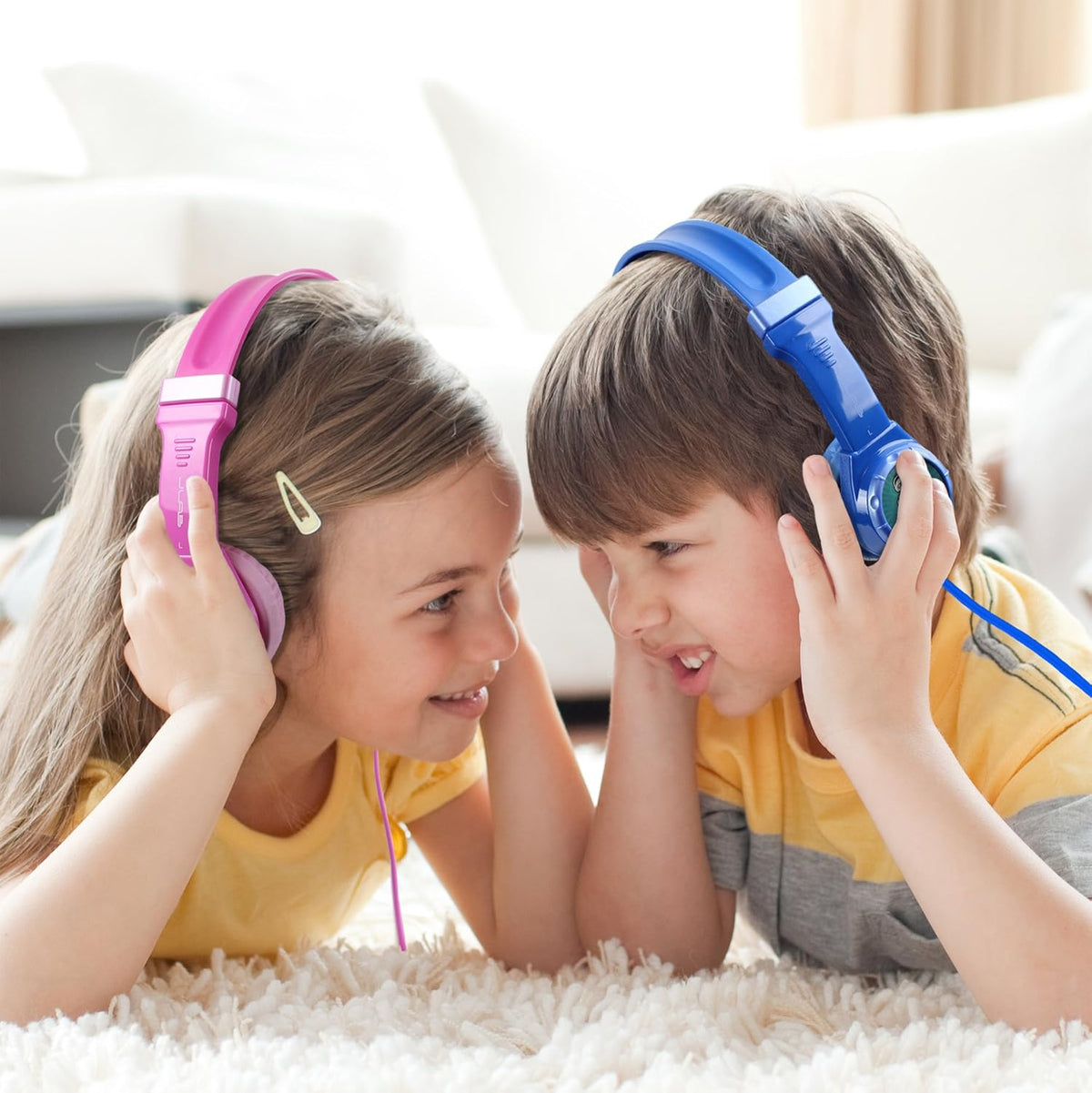 JLab JBuddies Kids - Safe Volume Regulator Easy Volume Control Comfy & Strong With 8 3-D Stickers Volume Limiting Headphones, Guaranteed for Life - Purple