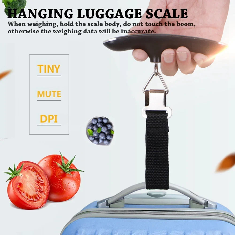 50kg Luggage Scale Portable Digital Weight Scale for Travel Suitcase, Electronic Suitcase Scale Hanging Scales Luggage Weighing Scale Lightweigh for Travel 50Kg Capacity, Black