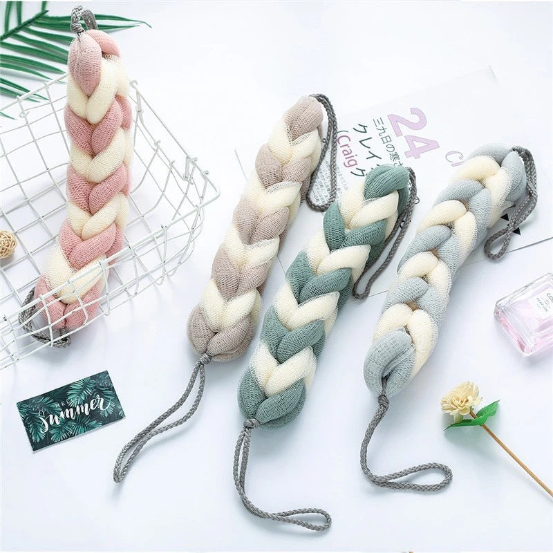 4 Packs Long Stretch Back Sponge with Rope Handles Back Scrubber Bath Shower Mesh Sponge Exfoliating Body Scrub Stretch Braided Loofah for Men and Women