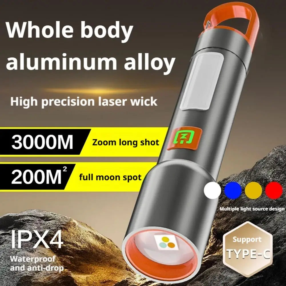 New High-Power Flashlight - 7 Mode Portable Troch , 300LM Super Bright, and Durable, a Great Outdoor Helper for the Whole Family