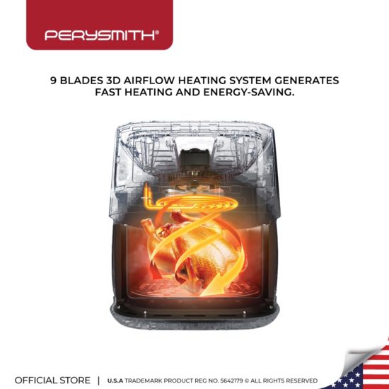 PerySmith 4.2L 3D Air Fryer Ecohealth II Series PS1530 Imported Air Fryer Oil-free Electric Air Fryer Multifunctional Cooking