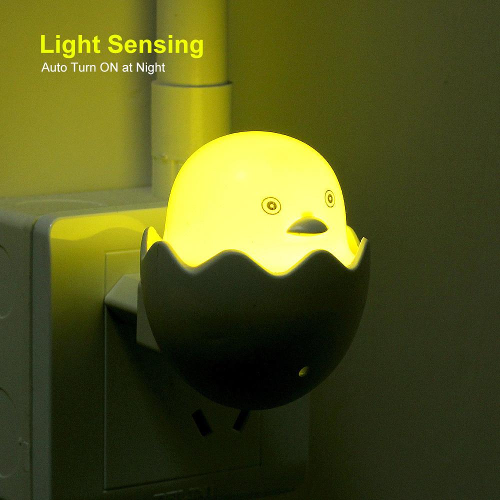 Cute Yellow Duck LED Night Light With EU Plug AC 220V for Home Bedroom Lamp Gift for Children