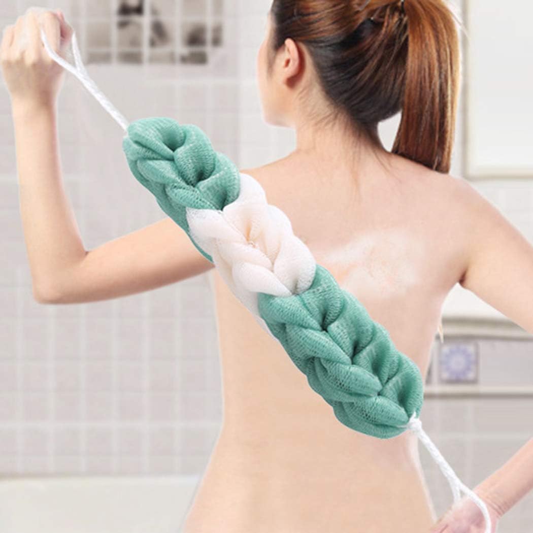 4 Packs Long Stretch Back Sponge with Rope Handles Back Scrubber Bath Shower Mesh Sponge Exfoliating Body Scrub Stretch Braided Loofah for Men and Women