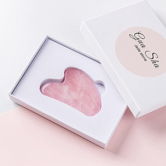 Gua Sha Stone Pink, Hillylolly Gua Sha Stone Face Pink, Gua Sha Stone Rose Quartz, Skin Tightening for Chin, Cheek, Neck, Back, Spa (Pink)