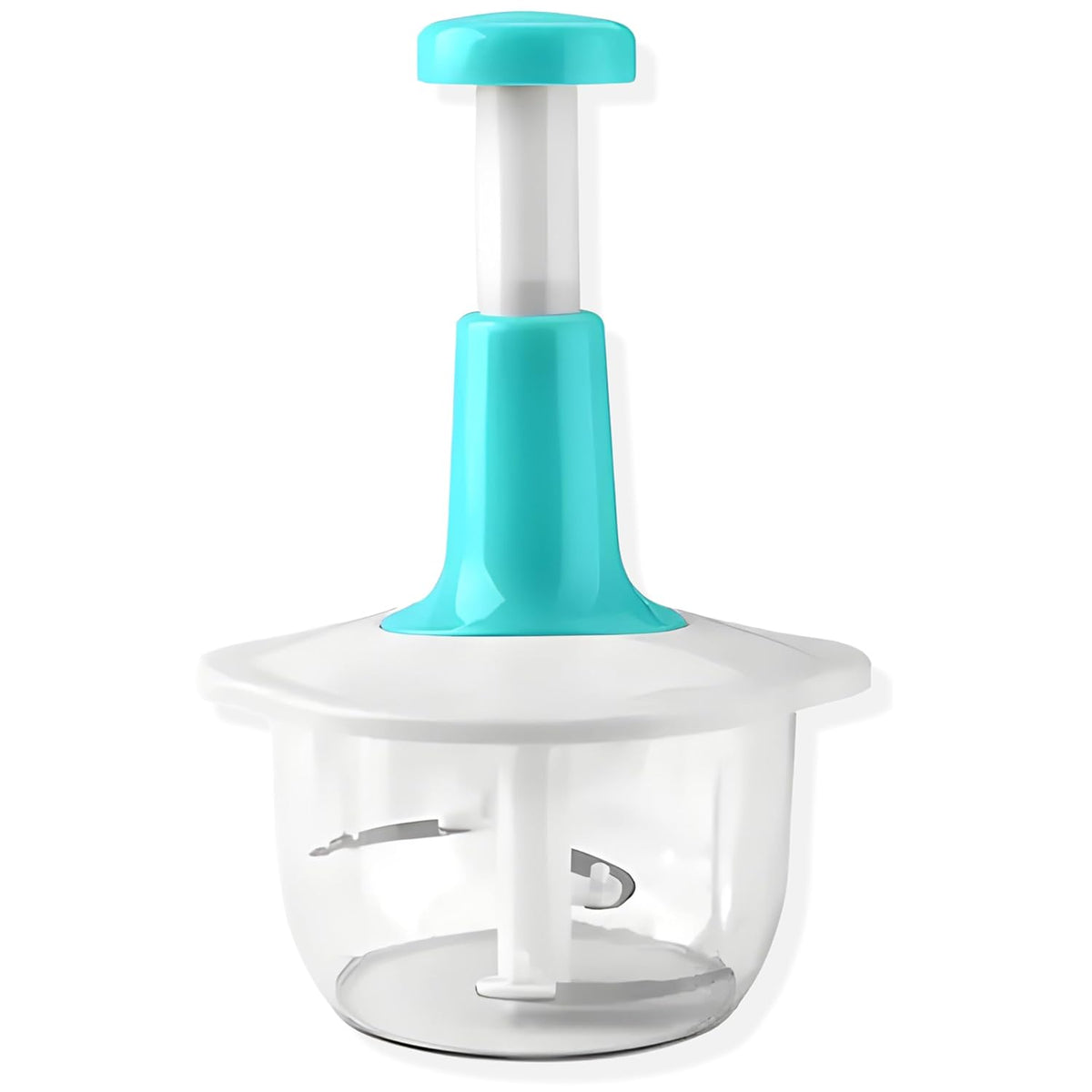 Food Chopper - 6 in 1 Manual Food Chopper Quick Press - 2L Large Vegetable Chopper - Perfect for Onion, Baby Food, Spices, Garlic, Fruits, Nuts and Meat Chops - 4 Blades