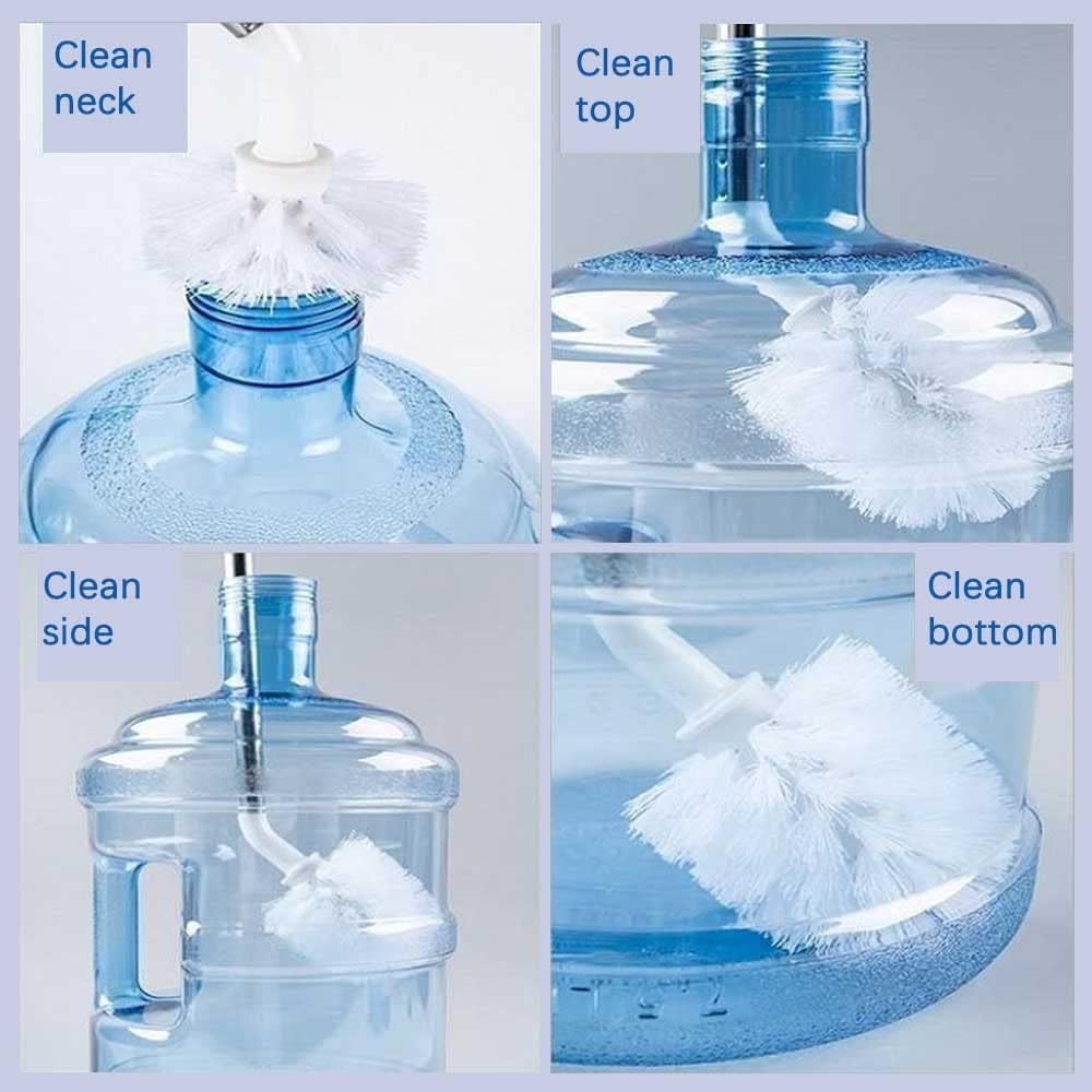 Stainless Steel Water Bottle Cleaning Brush, Long Bottle Brush, 360° Spherical Brush Head, Non-Slip Handle, 20L Water Bottle Brush and Gallon Water Jug Brush