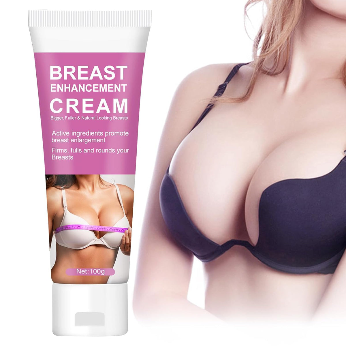 Bust Enhancement Cream, Natural Bust Enlargement Cream Fast Growth, Firming and Lifting Cream, Nourishing to Push Up Bust with Perfect Body Curve