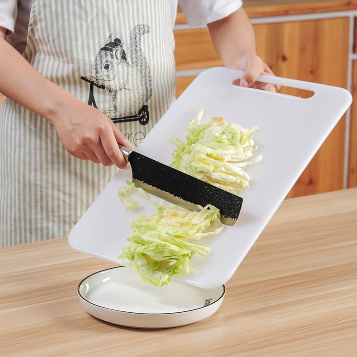 Cutting Board Plastic with Easy-Grip Handles – BPA-Free, Food Safe PP, Dishwasher Safe, Thick & Durable Chopping Board for Kitchen Prep, White