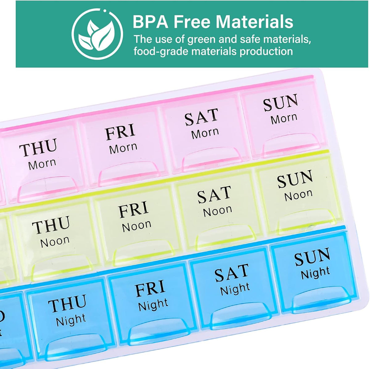 Large Weekly Pill Organizer 3 Times A Day, Moisture-Proof 7 Day Pill Box, Travel Pill Cases Portable for Pills Vitamin Fish Oil Supplements
