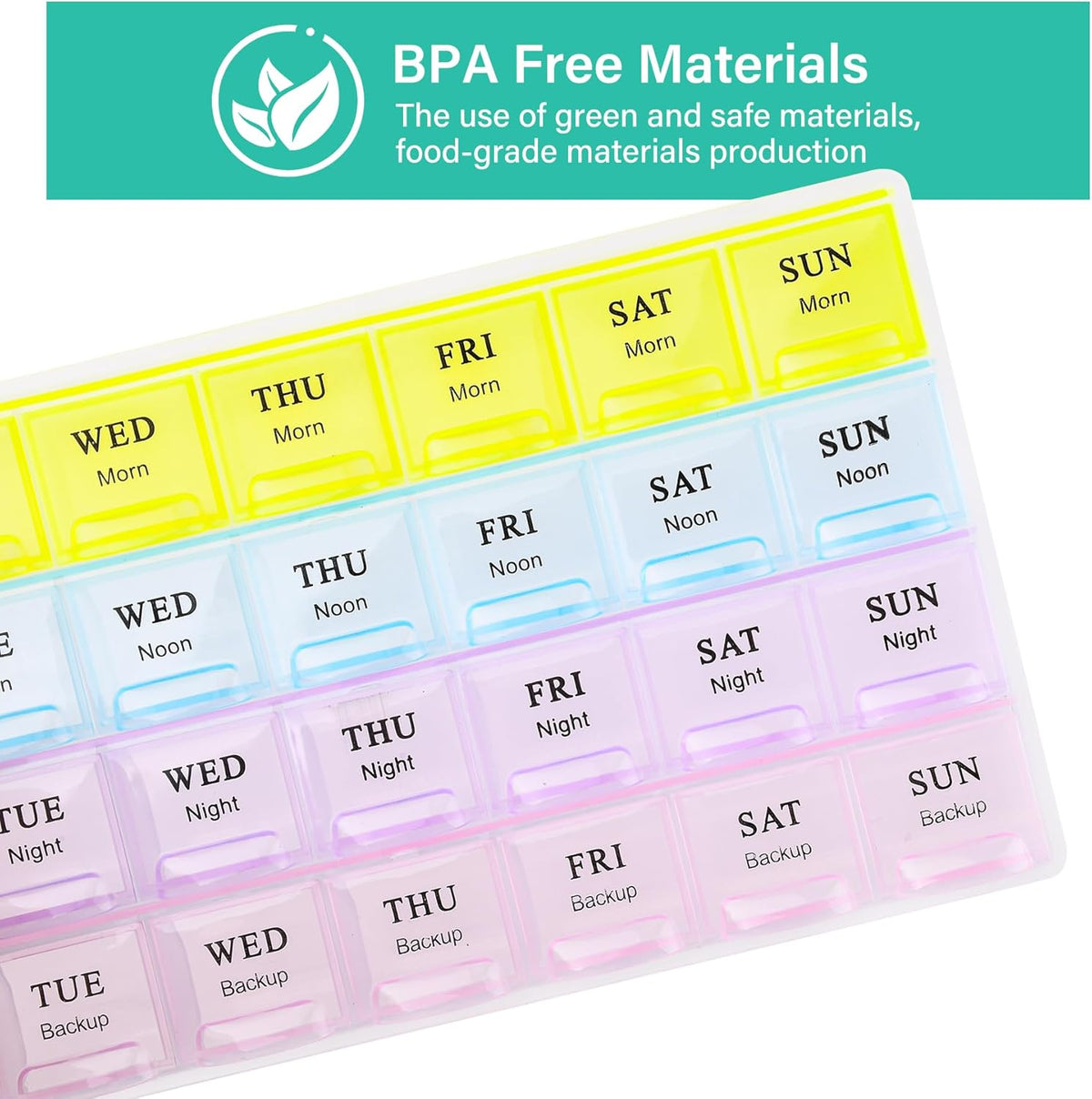 Large Weekly Pill Organizer 4 Times A Day, Medicine Cases,Moisture-Proof 7 Day Pill Box, Travel Pill Cases Portable for Pills Vitamin Fish Oil Supplements
