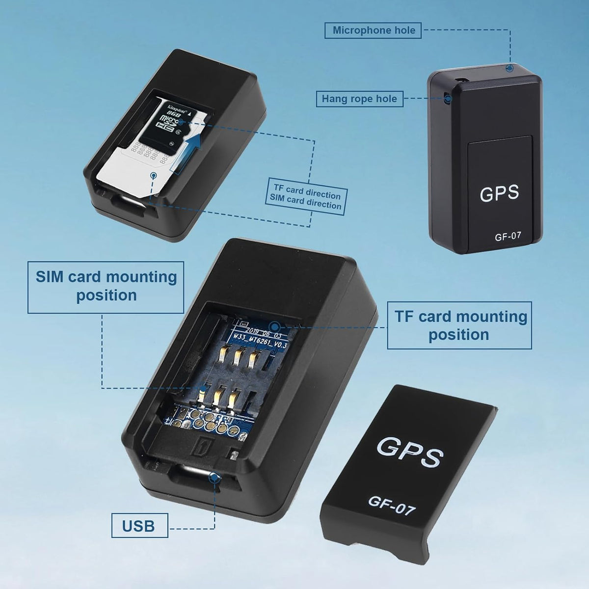 GPS Tracker for Vehicles, Real-Time Full PAK Coverage Mini Car Tracker No Monthly Fee, Long Time Standby, Strong Magnetic Portable Tracking Device, for Cars, Assets, Kids, Elderly