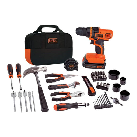 BLACK+DECKER 20V MAX 68-Piece Cordless Drill and Home Tool Project Kit with Tool Storage Bag (LDX120PK)