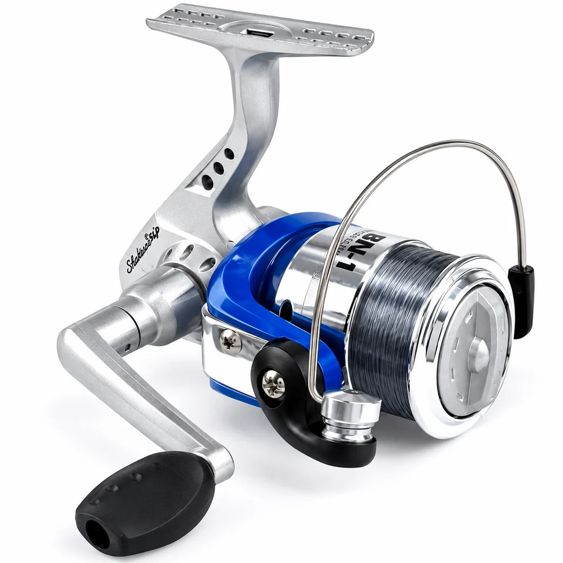 SmileShip BN-1 Small Spinning Fishing Reel with Pre-Loaded Fishing Line, 5.5:1 Gear Ratio, Compact Lightweight Design, Smooth Metal Spool, Available in Blue, Green, Pink, Yellow & Red