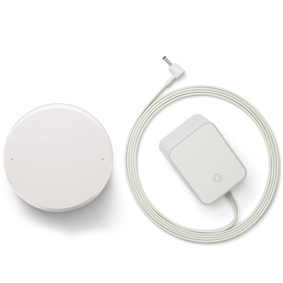 Google Assistant smart speaker light grey and white