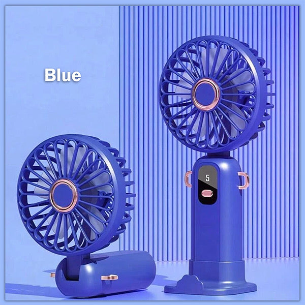 Handheld Fan, Mini Portable Fan USB Rechargeable, Small Pocket Fan 5 Speeds with Lanyard and Base, Built-in 1200mAh Battery USB Desk Fan Foldable for Office, Outdoor, Home, School