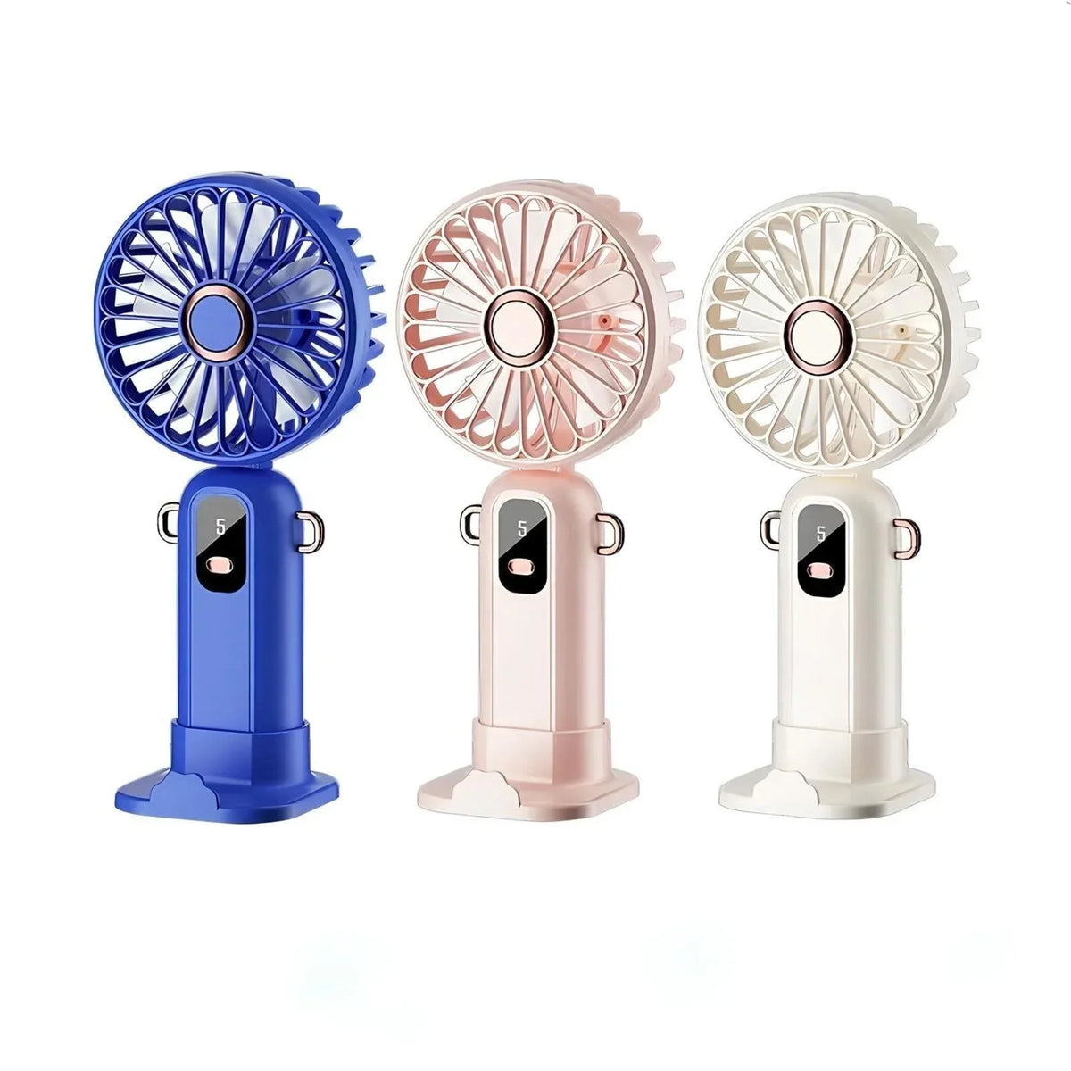 Handheld Fan, Mini Portable Fan USB Rechargeable, Small Pocket Fan 5 Speeds with Lanyard and Base, Built-in 1200mAh Battery USB Desk Fan Foldable for Office, Outdoor, Home, School