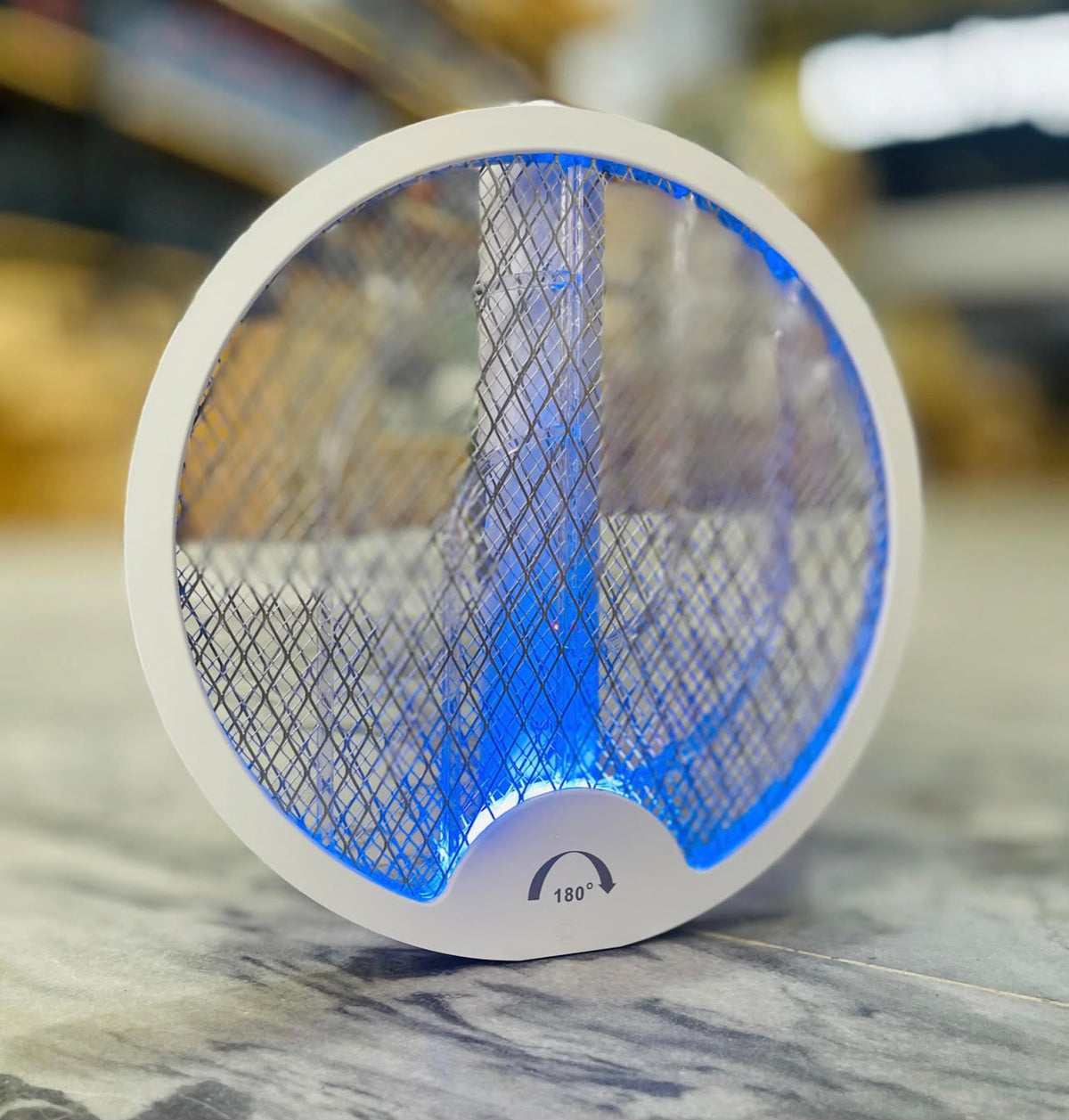 Vaelon V-980 Electric Mosquito Racket & Swatter – Foldable 180° Rotating Bug Zapper with LED Light & Hook, Portable Insect Killer for Home, Kitchen & Camping