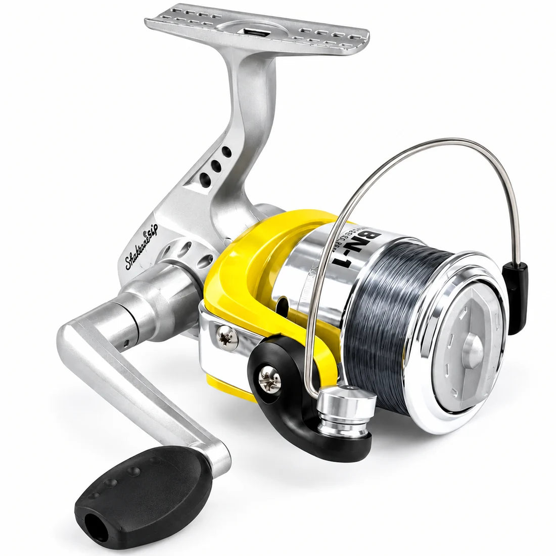 SmileShip BN-1 Small Spinning Fishing Reel with Pre-Loaded Fishing Line, 5.5:1 Gear Ratio, Compact Lightweight Design, Smooth Metal Spool, Available in Blue, Green, Pink, Yellow & Red