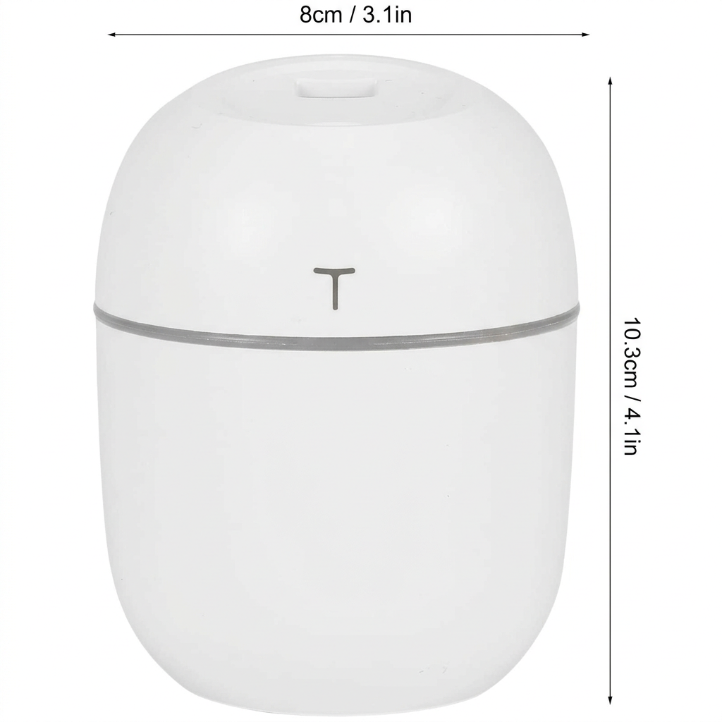 Humidifier, 220ml, White Desktop Humidifier, Mini Aroma Diffuser, USB Powered Air Vaporizer, Essential Oil Diffuser, Cool Mist, Aroma Humidifier for Home, Office, Dorm, Au