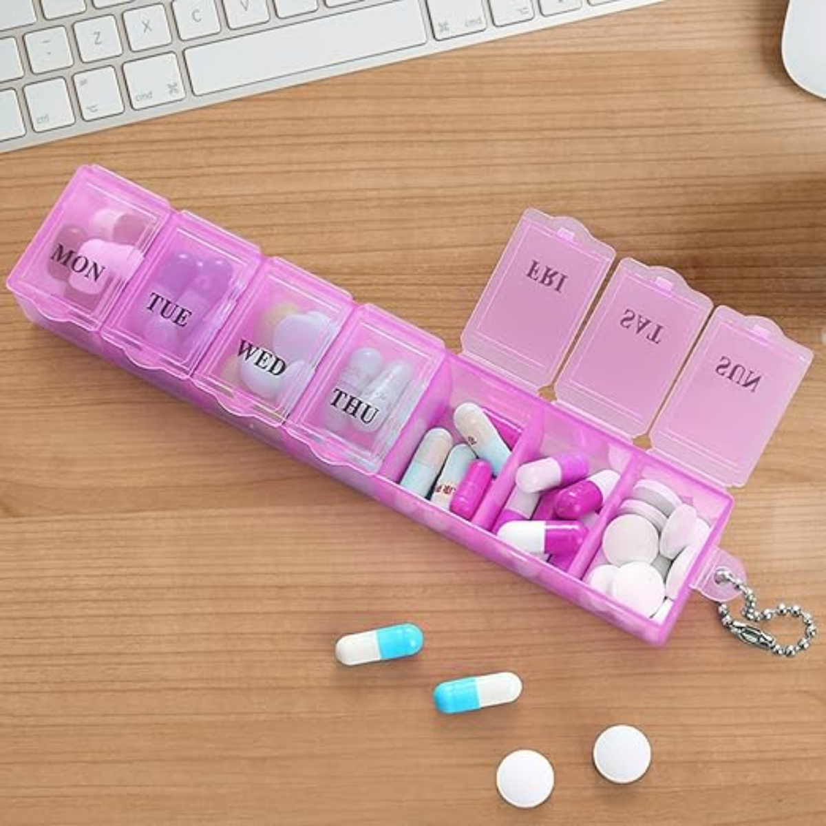 Pill Box Organizer, Once Every 7 Days, Weekly Drug Storage Box, Portable Daily Pill Box Suitable for Travel, Business Trips, and Offices.